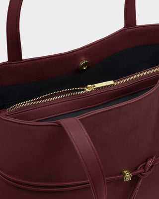 Lori Tote Bag in Cherry Suedette by Katie Loxton