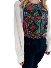 Shirt of Many Colors Embroidered Patchwork Blouse