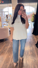 The Addison White Ribbed Mock Neck Top