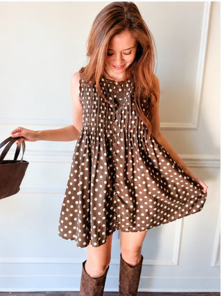 Dottie Chocolate Polka Dot Mini Dress