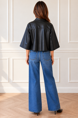 Nick Faux Leather Lace Button Down