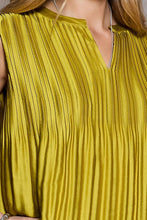 Current Air Chartreuse Luxe Pleated Top