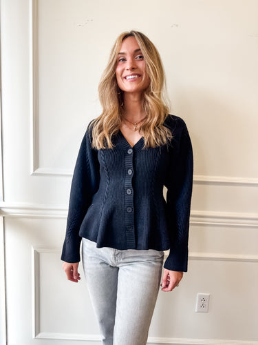 Courtney Black Peplum Sweater by Steve Madden