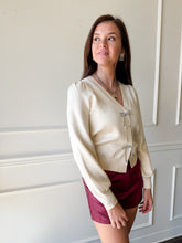 Starlight Bow Cream Holiday Sweater Cardigan