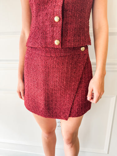 Holiday Chateau Tweed Mini Skirt