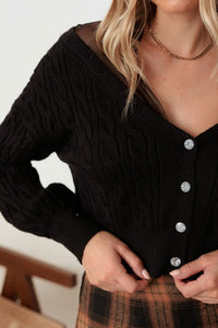 Dashing Darling Black Mesh Rhinestone Crop Cardigan