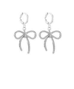 Pave Bow Huggie Earrings