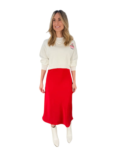 Hello Holidays Red Midi Skirt by Current Air