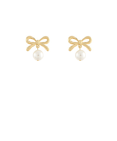 Ribbon & Pearl Earrings