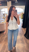 The Sutton White Peplum Knit Top