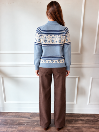 Wren Blue Heart Fair Isle Sweater by Current Air