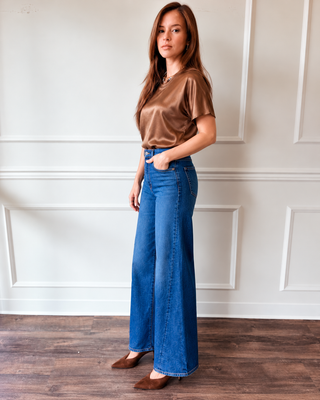 Demi Bronze Satin Top by Current Air