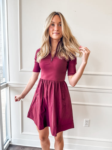 Berlina Burgundy Fit & Flare Dress by Steve Madden