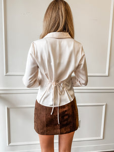 Rina Cream Satin Blouse