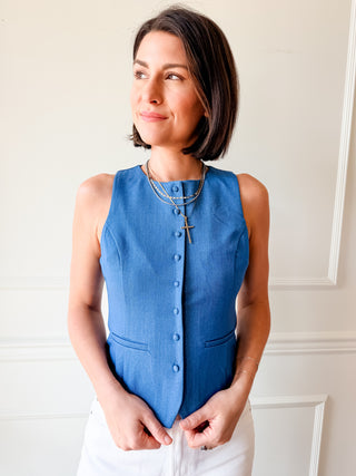 Chambray Tailored Vest Top