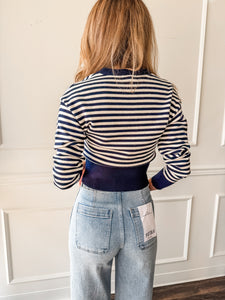 Lauryn Navy Stripe Cardigan by Steve Madden