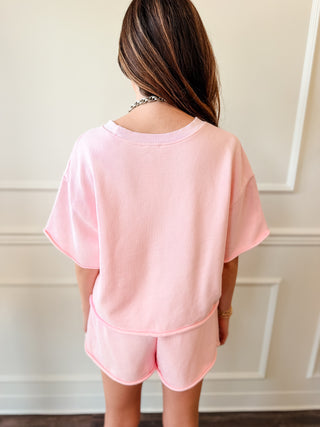 Strawberry Sugar Cotton Candy Lounge Set - Chic Pink 2-Piece