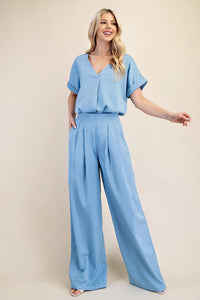 Giana Wide Leg Pant in Blue