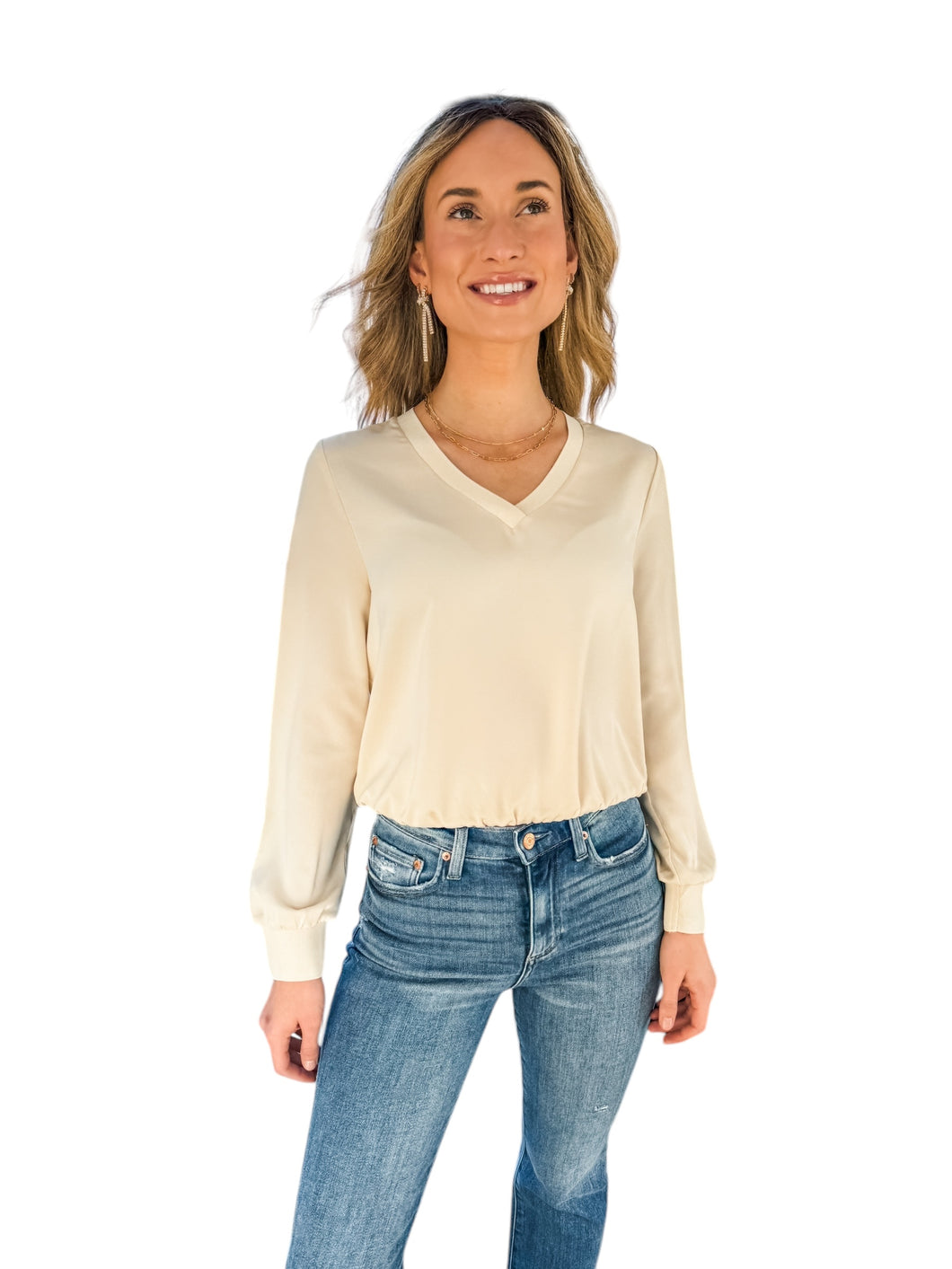 Essentially Chic Oatmeal Banded Top