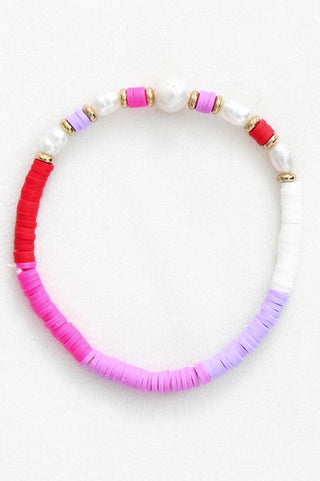 Multicolored Disc Bead Pearl Bracelet