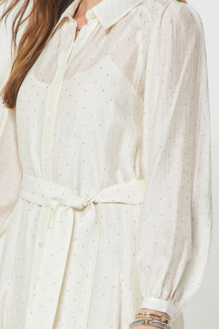 Eloise Cream Metallic Dot Dress by Current Air