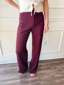 Diana Wide Leg Burgundy Pant by Lucy Paris