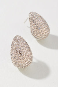 Rhinestone Metal Tear Drop Earrings