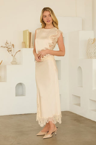 Camille Satin Lace Top