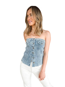 Azel Denim Top by Velvet Heart