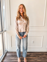 Rina Taupe Satin Blouse