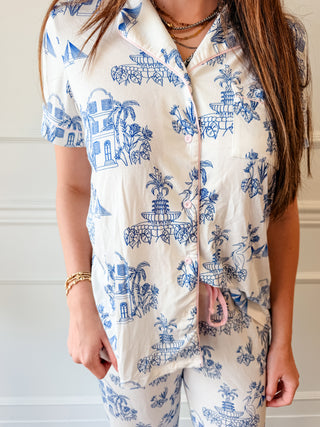 Charleston Toile Cotton Swiss Dot Crop PJ Set
