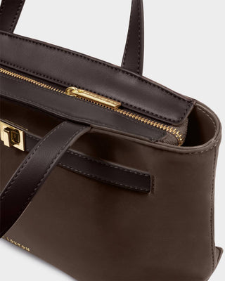 Orin Top Handle Crossbody Bag Bitter Chocolate Suedette by Katie Loxton