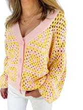 Crochet Cutie Pink/Lemon Cardigan