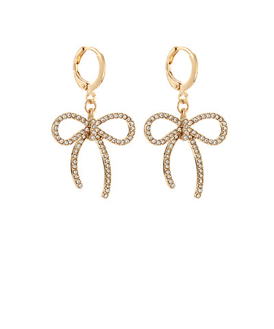 Pave Bow Huggie Earrings