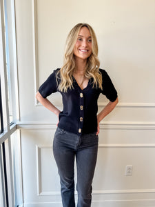 Tropez Black Knit Top
