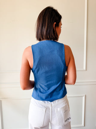 Chambray Tailored Vest Top