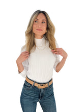 Cool Girl White Ribbed Mock Neck Top