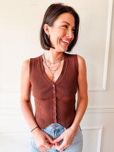 Coffeehouse Ribbed Button Tank