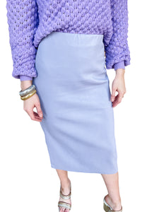 Ello Lavender Leather Midi Skirt by Lucy Paris