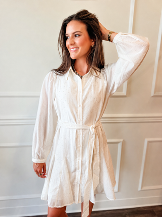 Eloise Cream Metallic Dot Dress by Current Air