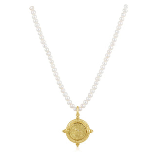 Gold Compass Pearl Necklace