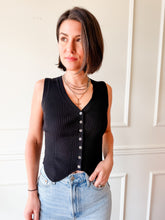 Downtown Black Button Tank