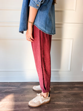 Palmer Burgundy Barrel Pants