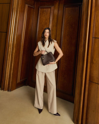 Nova Hand Woven Top Handle Chocolate with by Katie Loxton