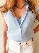 Current Air Coastal Layered Blouse-Blue