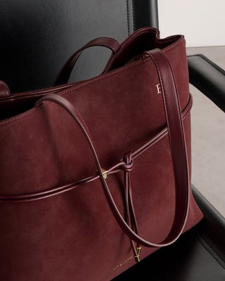 Lori Tote Bag in Cherry Suedette by Katie Loxton