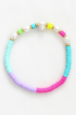 Multicolored Disc Bead Pearl Bracelet