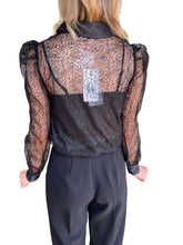 Cayla Black Lace Puff Sleeve Blouse