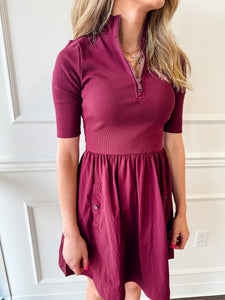 Berlina Burgundy Fit & Flare Dress by Steve Madden
