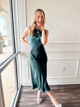 Gina Teal Satin Dress